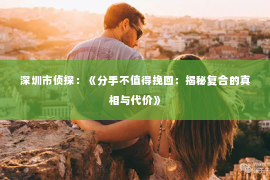 深圳市侦探：《分手不值得挽回：揭秘复合的真相与代价》