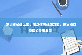 深圳市侦探公司：廊坊情感挽回咨询：揭秘挽回爱情的秘密武器！