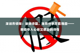 深圳市侦探：断肠诗篇，唯有分手方能挽回——那些令人心碎又感动的诗句